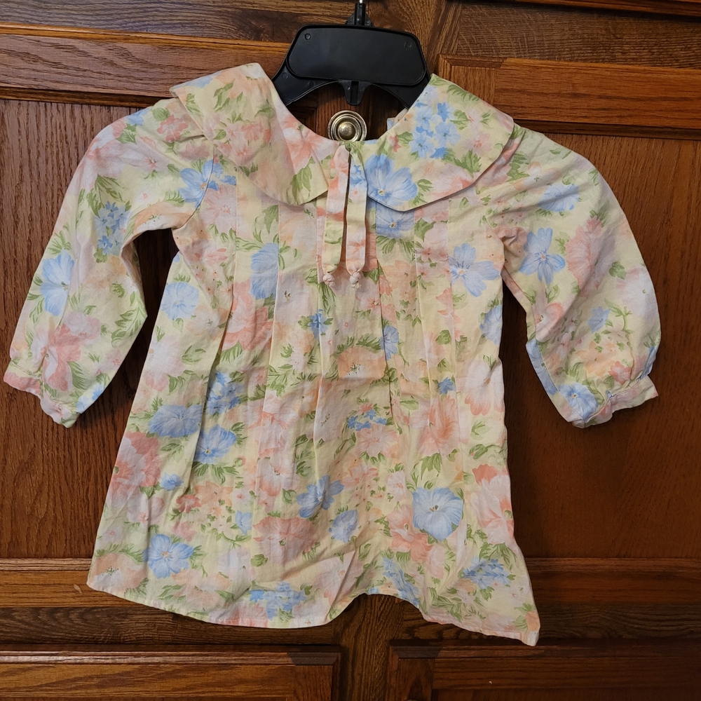Vintage Floral Kids Dress - Pink and Blue Tote 1